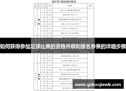 如何获得参加足球比赛的资格并顺利报名参赛的详细步骤